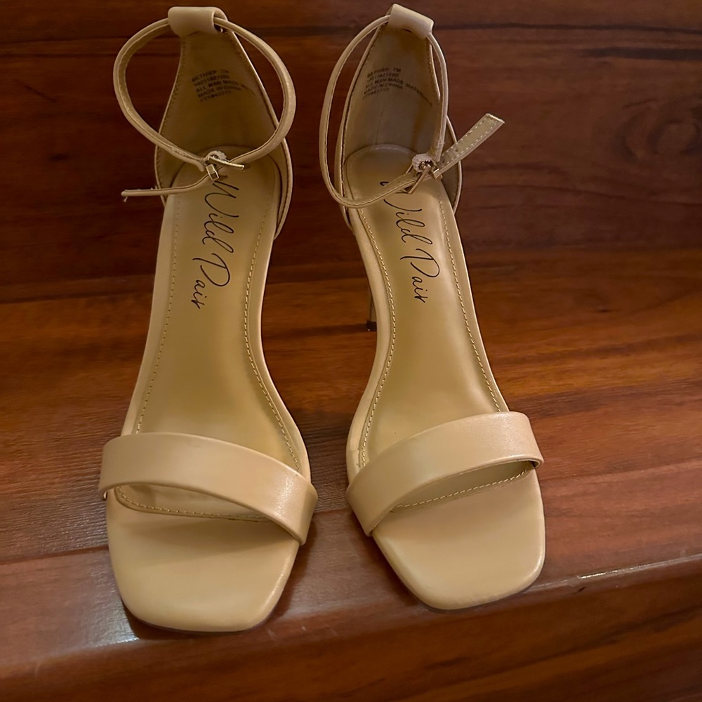 Wild Pair’s Bethie Two-Piece Dress Beige Heels